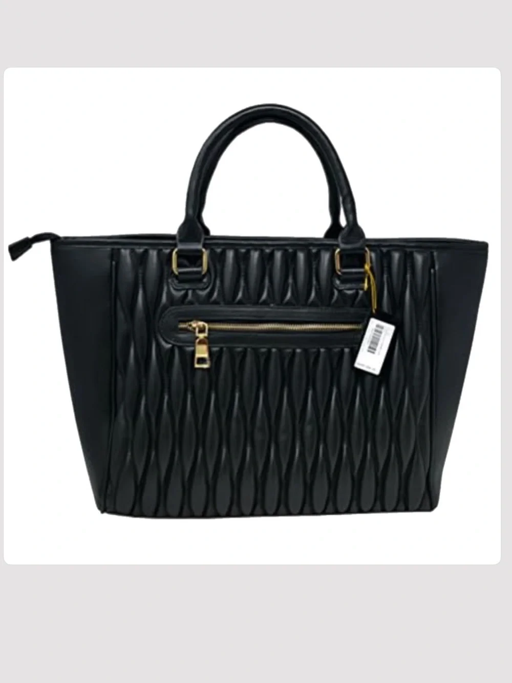 Bebe Diamanda Studded Quilted Zipper Tote Bag Black. NWT